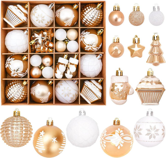 42 Christmas Tree Ornaments - Unbreakable Baubles - Various Styles for Christmas Tree Ornaments - Indoor V1188-MS101-00884-1