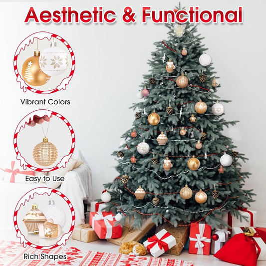 42 Christmas Tree Ornaments - Unbreakable Baubles - Various Styles for Christmas Tree Ornaments - Indoor V1188-MS101-00884-1