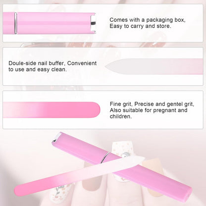 Glass Nail File Set 3-Piece - Double-Sided, with Case, Gift for Women V1188-MS101-00890-1