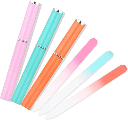 Glass Nail File Set 3-Piece - Double-Sided, with Case, Gift for Women V1188-MS101-00890-1
