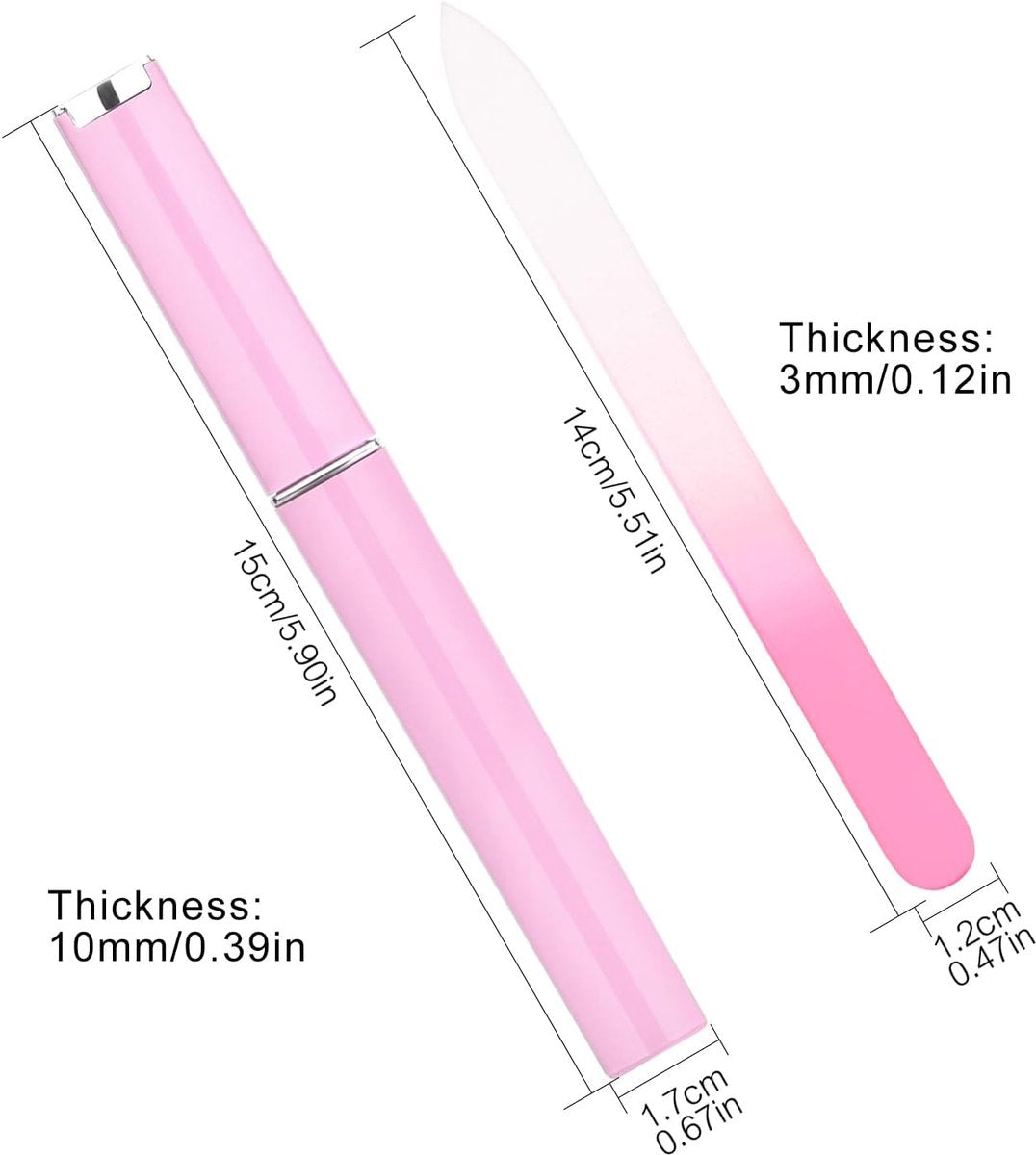 Glass Nail File Set 3-Piece - Double-Sided, with Case, Gift for Women V1188-MS101-00890-1