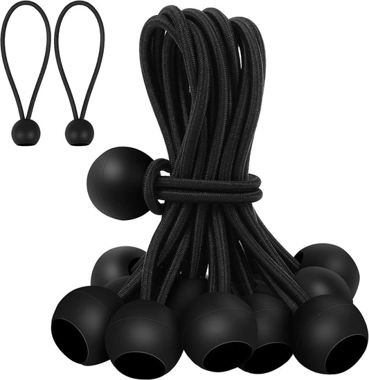 30 elastic cords, 10 cm long - with ball joints - black - sturdy rubber tensioners - for securing tarpaulins, V1188-MS101-00895-1
