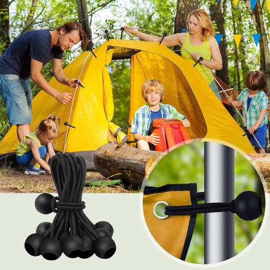 30 elastic cords, 10 cm long - with ball joints - black - sturdy rubber tensioners - for securing tarpaulins, V1188-MS101-00895-1