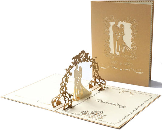 3D Pop-Up Wedding Card - Comes with a high-quality envelope - Suitable for wedding anniversaries, wedding V1188-MS101-00897-1
