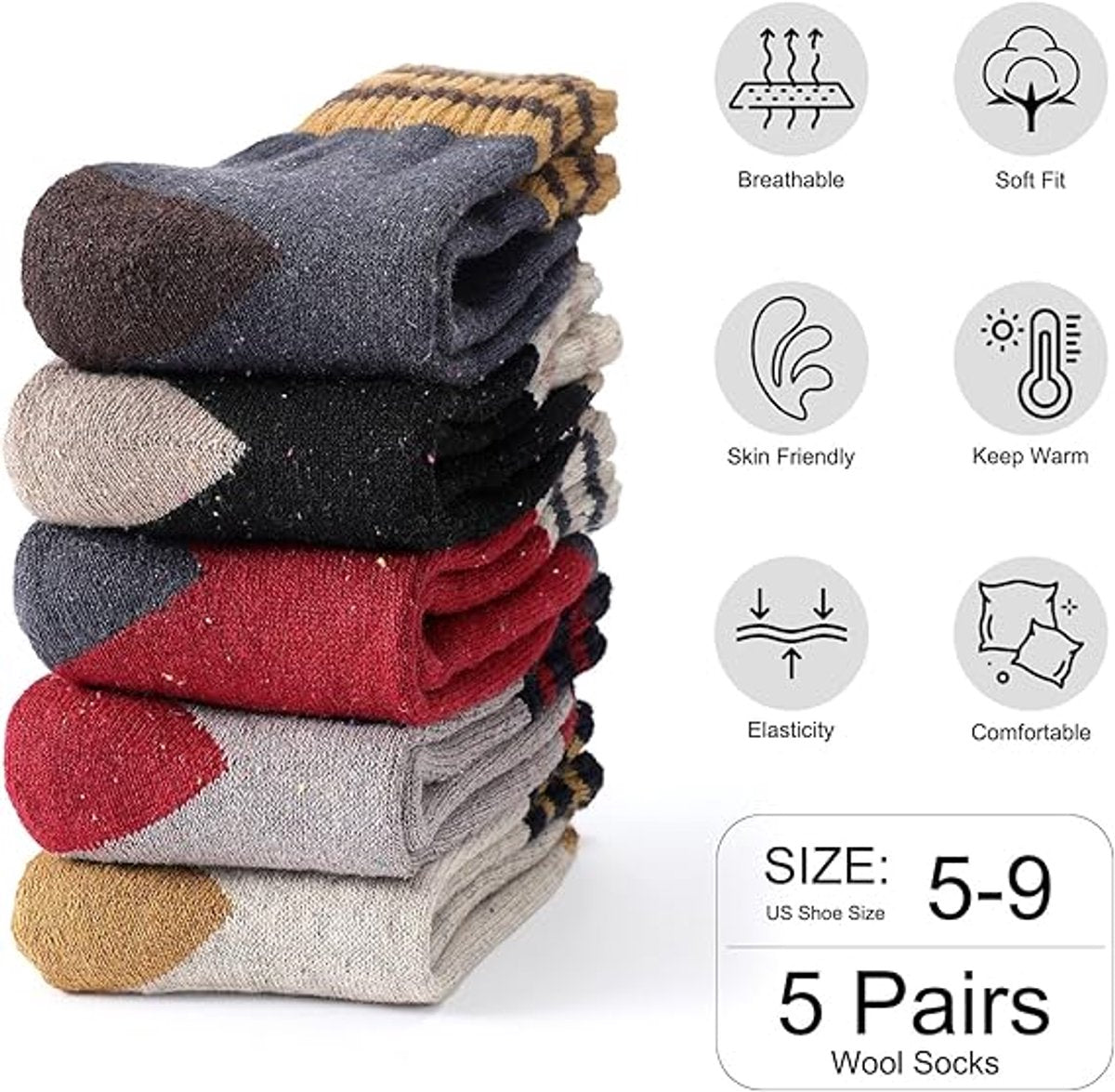 Thermal socks - Soft, thick, warm - Vintage knit - Casual socks V1188-MS101-00904-1