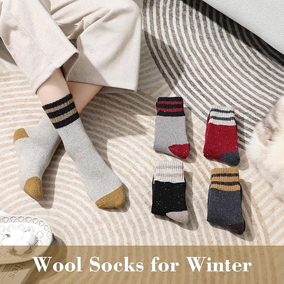 Thermal socks - Soft, thick, warm - Vintage knit - Casual socks V1188-MS101-00904-1
