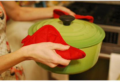 Oven Mitt Set - 1 glove + 1 potholder, red V1188-MS101-00907-1