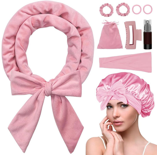 Heat-free hair curlers -Curling rollers- curling set- Blow-dry effect without heat overnight -Soft cap and V1188-MS101-00908-1