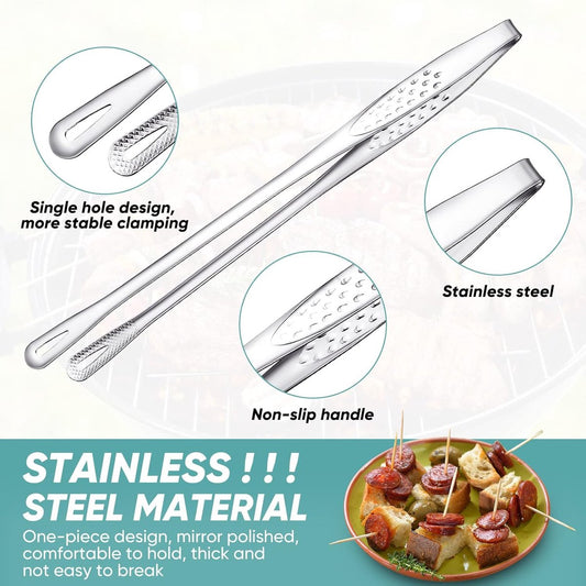 6 Stainless Steel Barbecue Tongs - 28 cm Korean & Japanese Model - Suitable for Grill, Steak, and Salad - V1188-MS101-00910-1