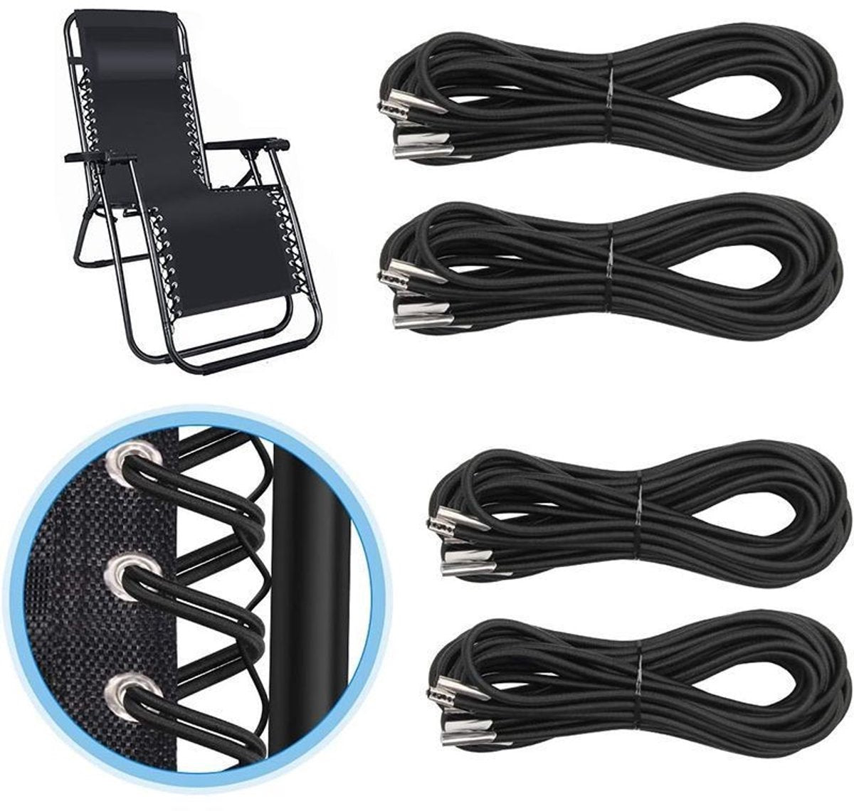 Elastic band for 1 set - Black, 2 long + 2 short (export model) V1188-MS101-00917-1