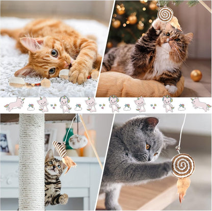2 interactive cat tease sticks - cat stick toy set - cute paper balls and paper circles - attract your cat's V1188-MS101-00920-1