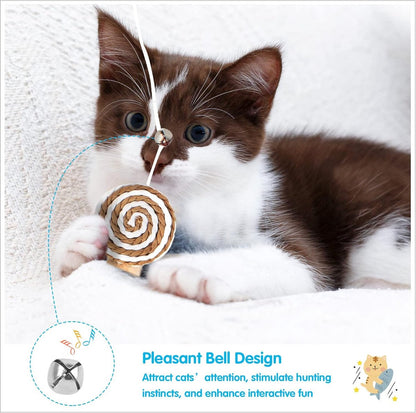2 interactive cat tease sticks - cat stick toy set - cute paper balls and paper circles - attract your cat's V1188-MS101-00920-1