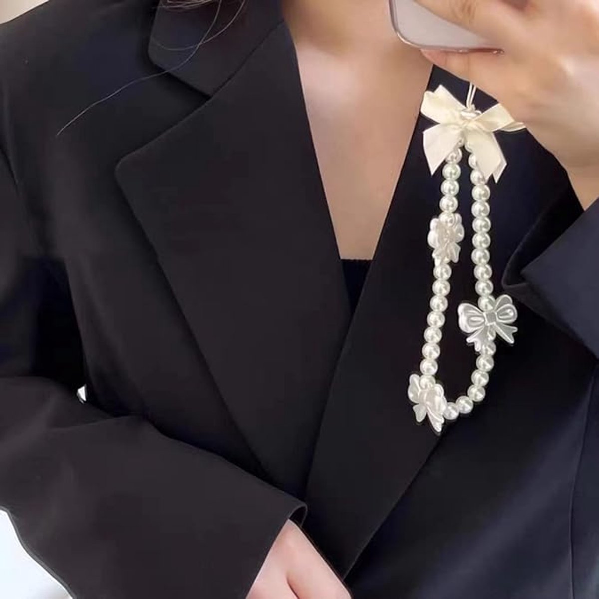 Phone pendant - cute phone chain - aesthetic heart-shaped pearl cord ornament V1188-MS101-00921-1