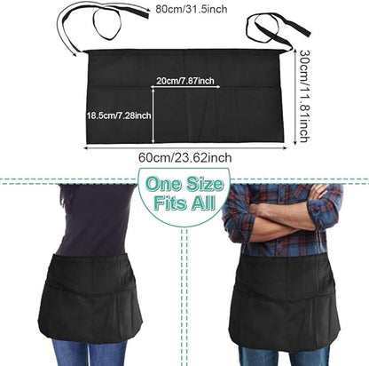 Bistro Aprons 3-piece - Black, semi-short, for waiter/waitress V1188-MS101-00925-1