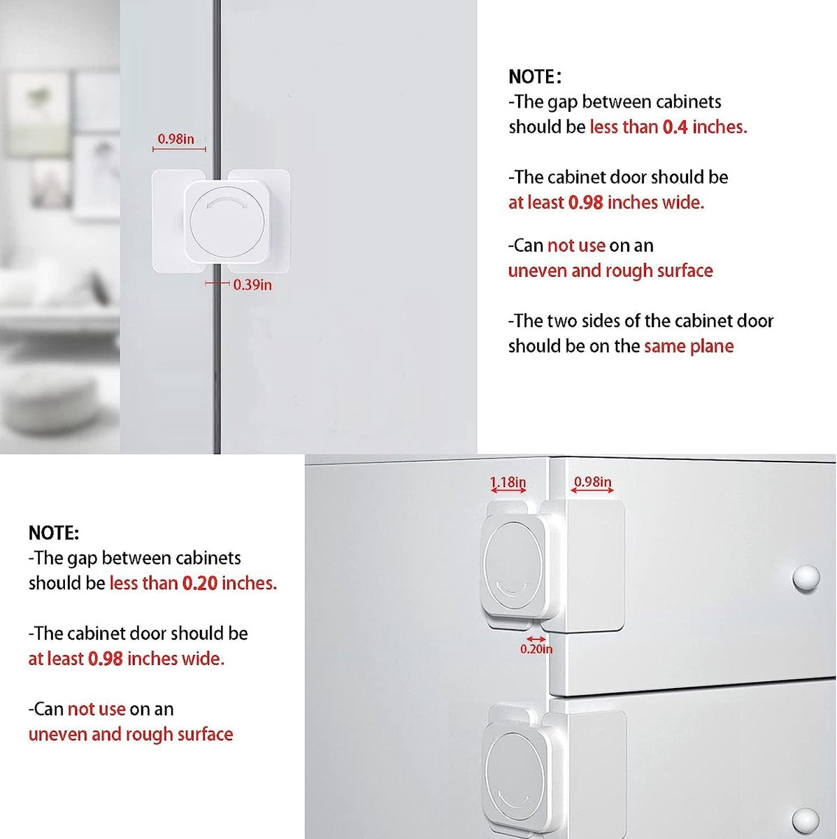 Child-safe cabinet locks - Child-safe locks for drawers and refrigerators - 3 easy-to-install units - 4 flush V1188-MS101-00932-1