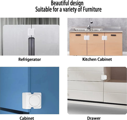 Child-safe cabinet locks - Child-safe locks for drawers and refrigerators - 3 easy-to-install units - 4 flush V1188-MS101-00932-1