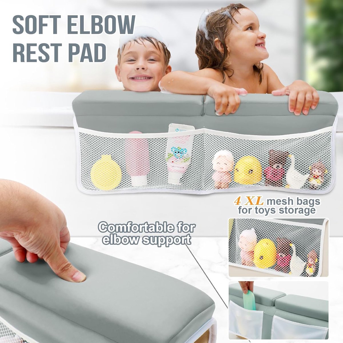 Bath Knee Cushion & Elbow Cushion Set - Thick, quick-drying, with organizer V1188-MS101-00933-1