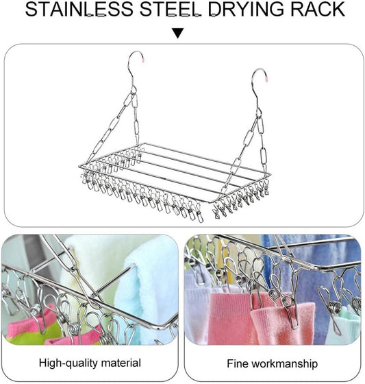 Drying Rack - 36 Stainless Steel Clips - Reinforced No Deformation - Socks and Underwear Drying Rack for Home V1188-MS101-00937-1