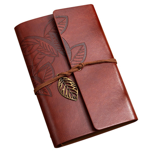 A6 Loose-Leaf Notebook 6 Holes - Synthetic PU Cover Retro - Unguided Paper 75 Sheets V1188-MS101-00948-1