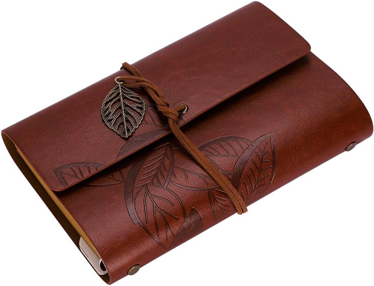 A6 Loose-Leaf Notebook 6 Holes - Synthetic PU Cover Retro - Unguided Paper 75 Sheets V1188-MS101-00948-1