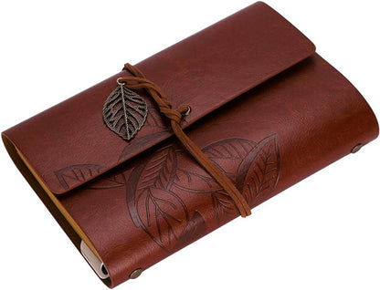 A6 Loose-Leaf Notebook 6 Holes - Synthetic PU Cover Retro - Unguided Paper 75 Sheets V1188-MS101-00948-1
