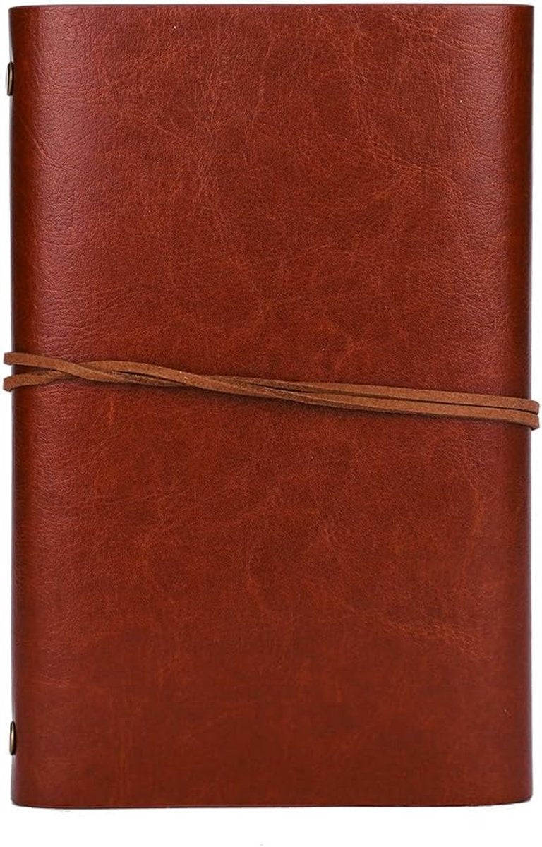 A6 Loose-Leaf Notebook 6 Holes - Synthetic PU Cover Retro - Unguided Paper 75 Sheets V1188-MS101-00948-1