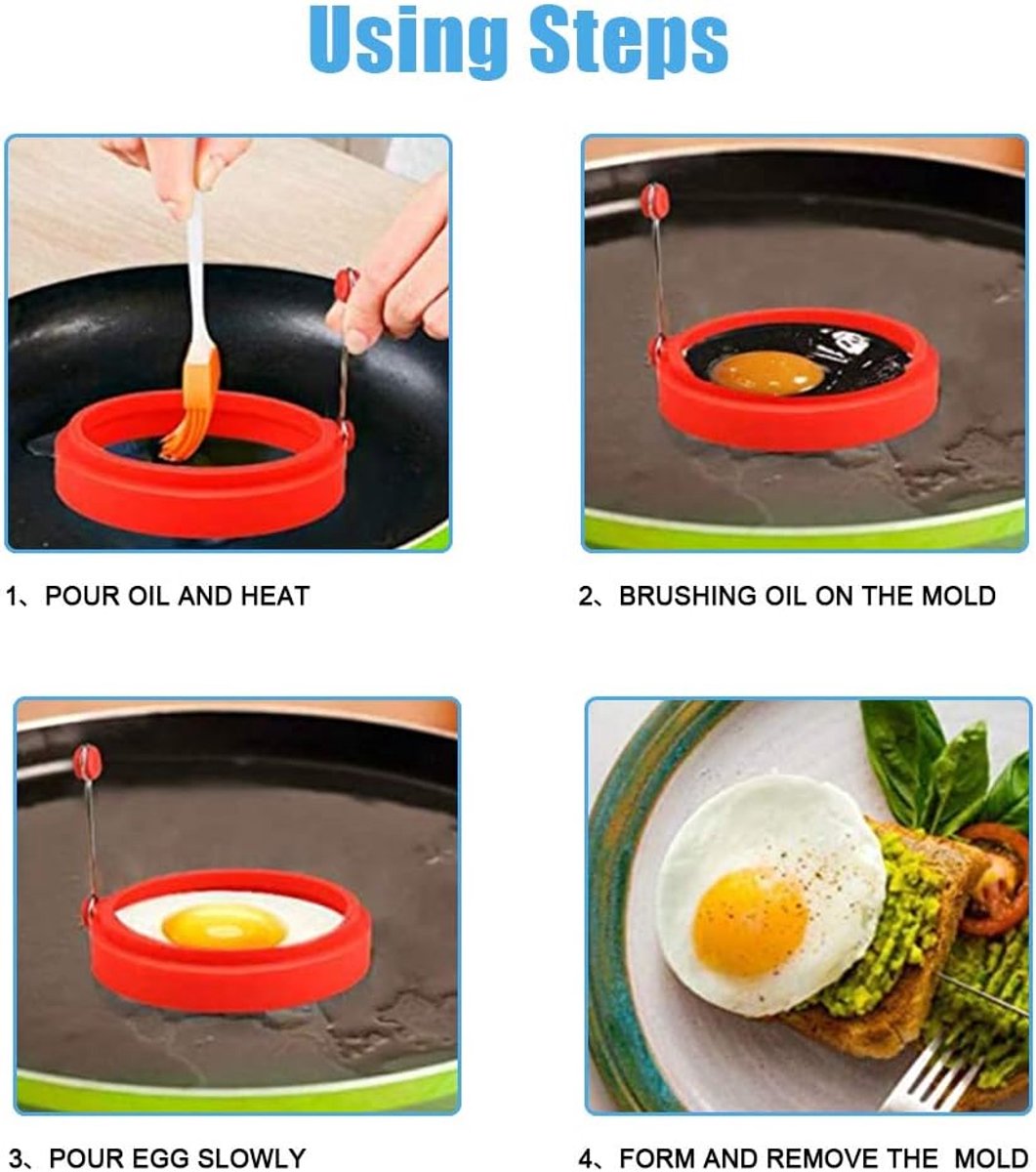 4 Silicone Egg Frying Pans - Non-stick - FDA Certified - For Eggs & Pancakes V1188-MS101-00950-1