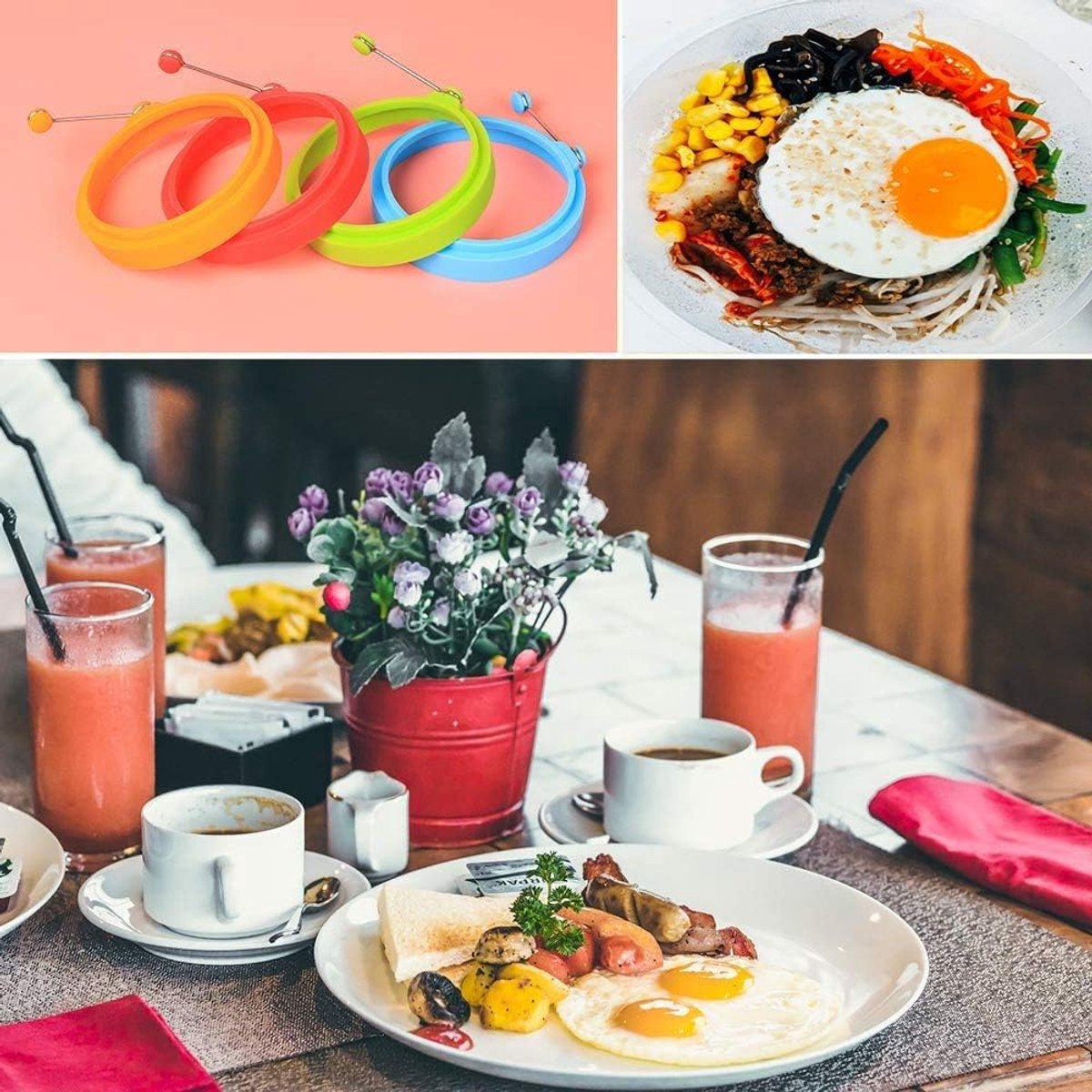 4 Silicone Egg Frying Pans - Non-stick - FDA Certified - For Eggs & Pancakes V1188-MS101-00950-1