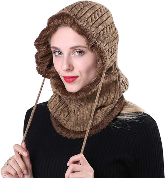 Warm Winter Hat with Fleece Lining - Balaclava Scarf Set - for Skiing, Hiking and Winter Sports V1188-MS101-00951-1