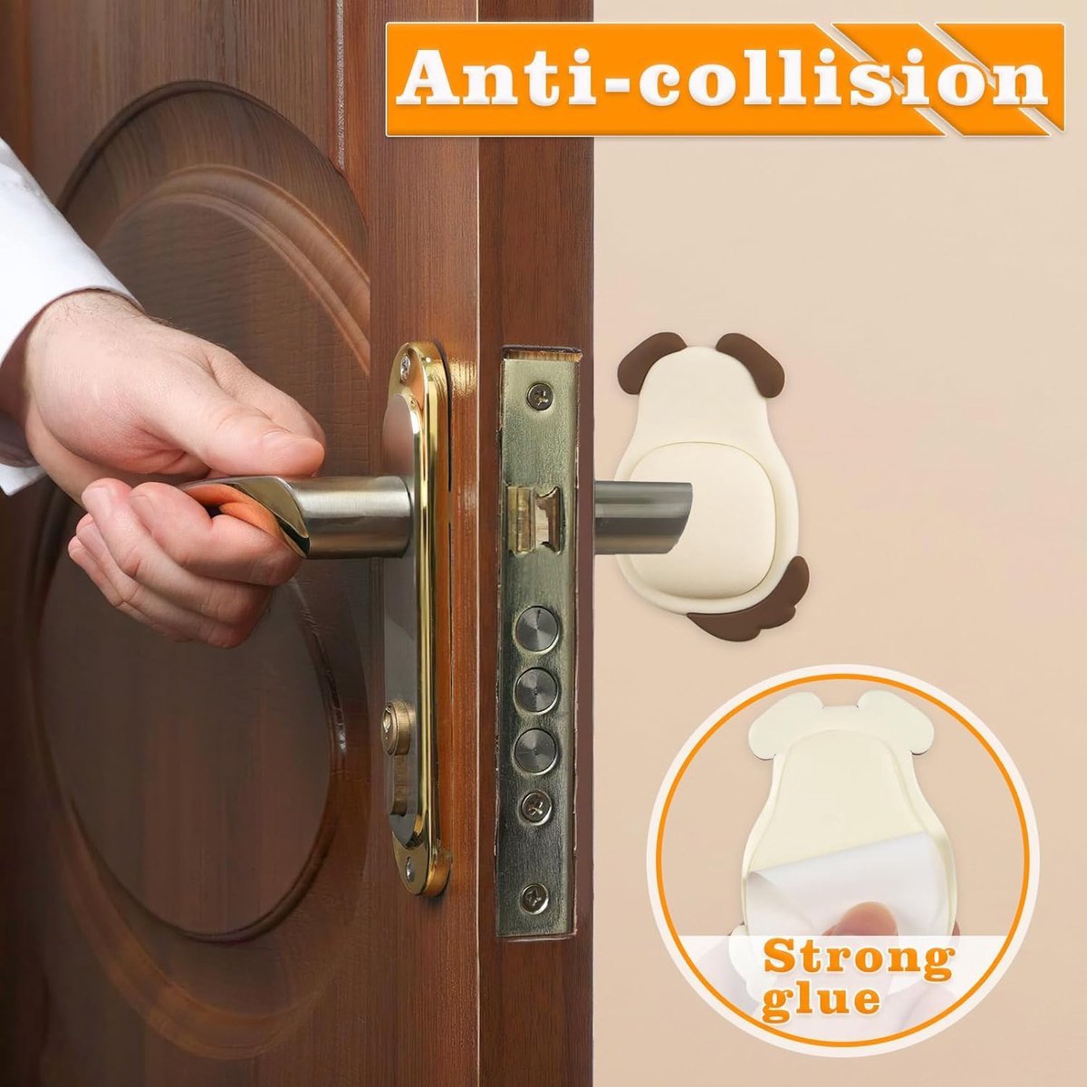 Pieces Door Knob Wall Protector - Cute Rubber Doorstop - Self-Adhesive Wall Protection Pads for Door Knobs V1188-MS101-00953-1