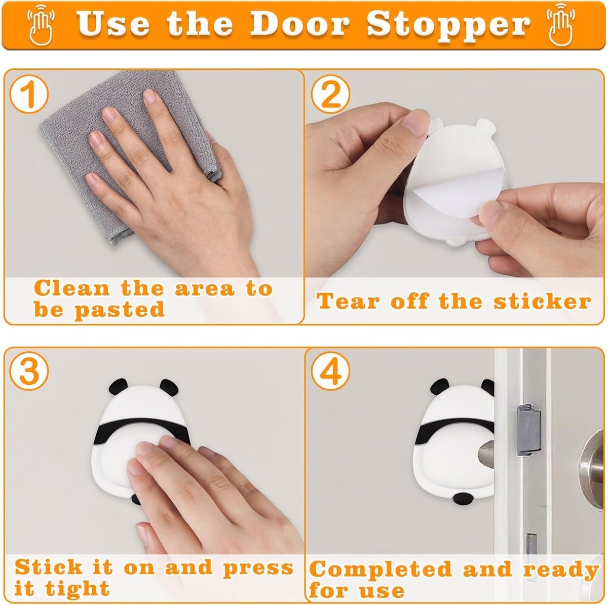 Pieces Door Knob Wall Protector - Cute Rubber Doorstop - Self-Adhesive Wall Protection Pads for Door Knobs V1188-MS101-00953-1