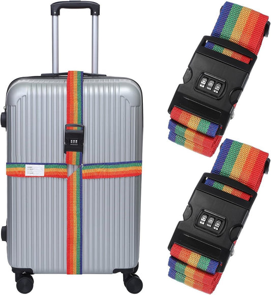 Cross-shaped luggage straps - with combination lock and name tag - adjustable travel straps for V1188-MS101-00958-1