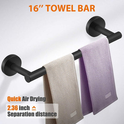 5-piece Towel Rail Set - 304 Stainless Steel, Black, Bathroom V1188-MS101-00970-1