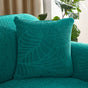 Waterproof cushion cover 45x45 - Set of 2 cushion covers - Bright green jacquard leaf pattern V1188-MS101-00978-1