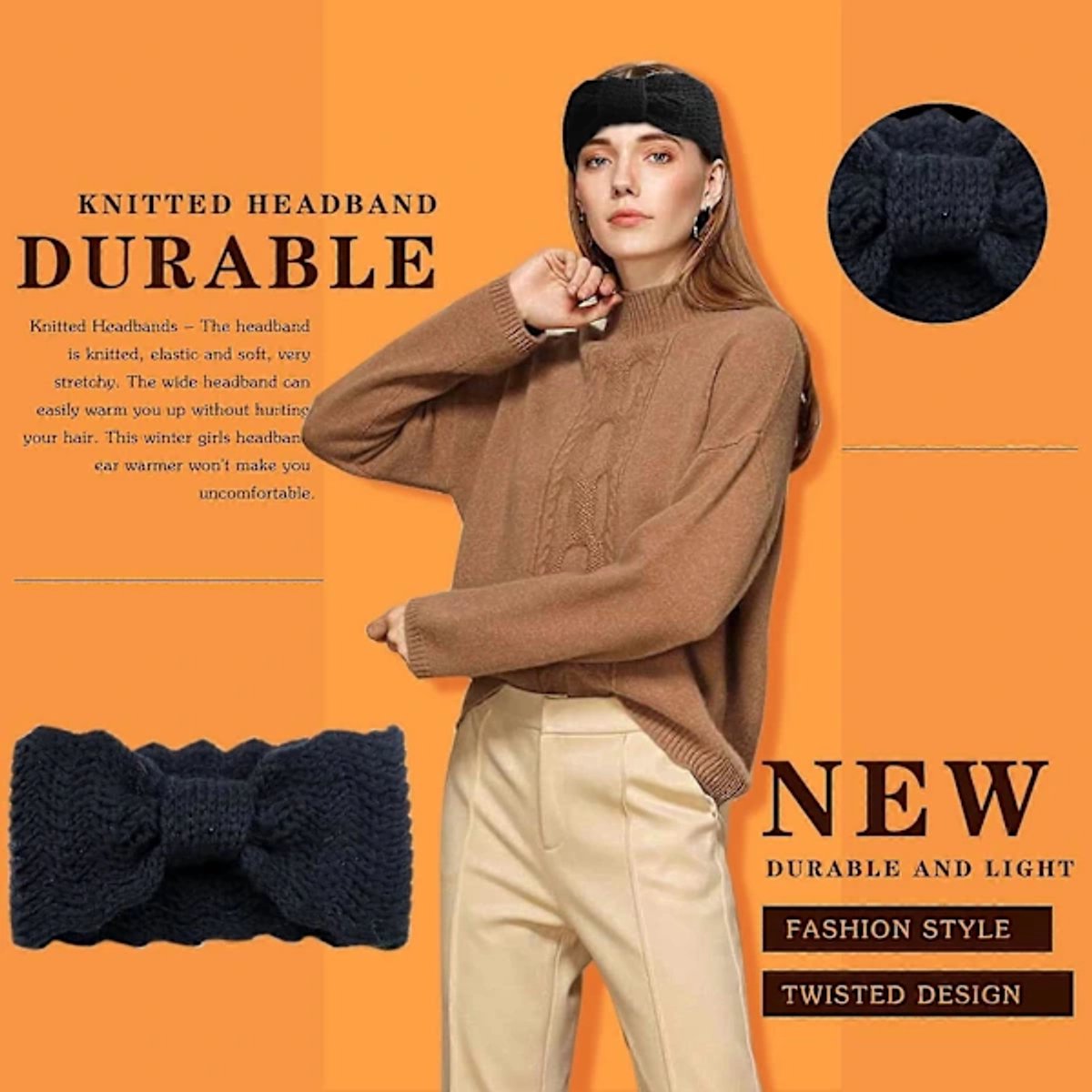 Women's Headbands 4-piece - Knitted, soft, for skiing/hiking V1188-MS101-00981-1