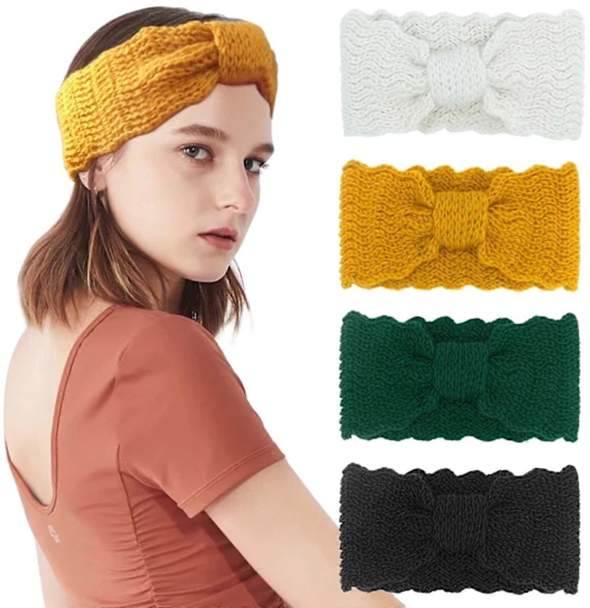 Women's Headbands 4-piece - Knitted, soft, for skiing/hiking V1188-MS101-00981-1