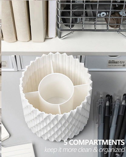 Pen Holder - Multifunctional - Makeup Brush Holder 5 Compartments - Aesthetic Design for Home Office Students V1188-MS101-00989-1