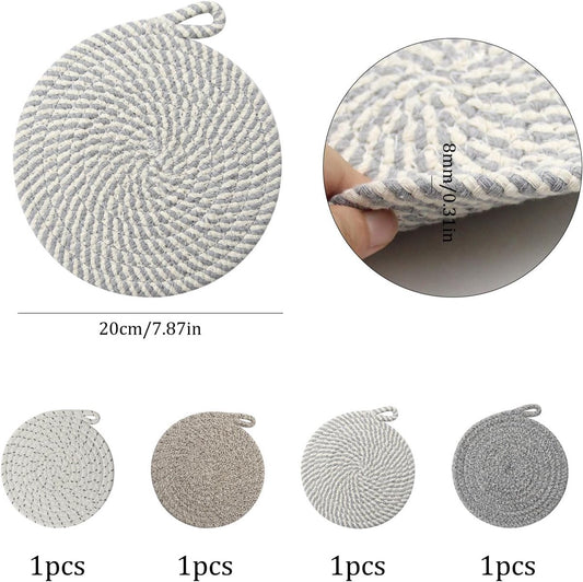 Set of 4 heat-resistant insulation mats - heat-resistant cotton mat - round placemat (20 cm) - suitable for V1188-MS101-00990-1
