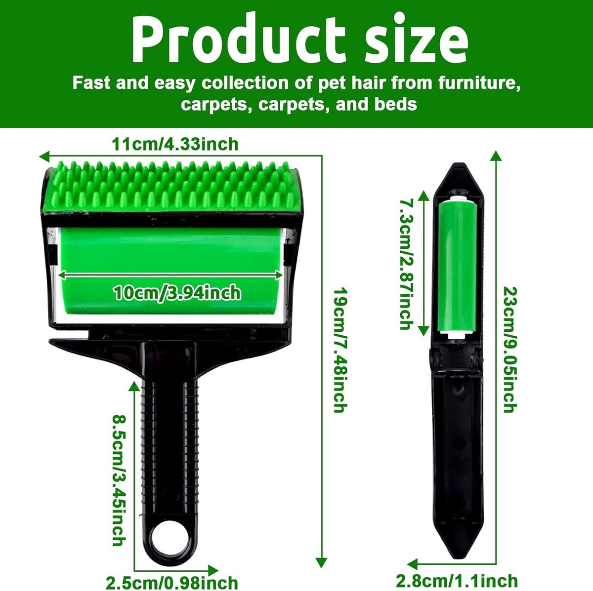 Pet hair remover - 3-in-1 lint roller - Reusable, silicone, washable - Suitable for sofas, carpets, couches, V1188-MS101-00991-1