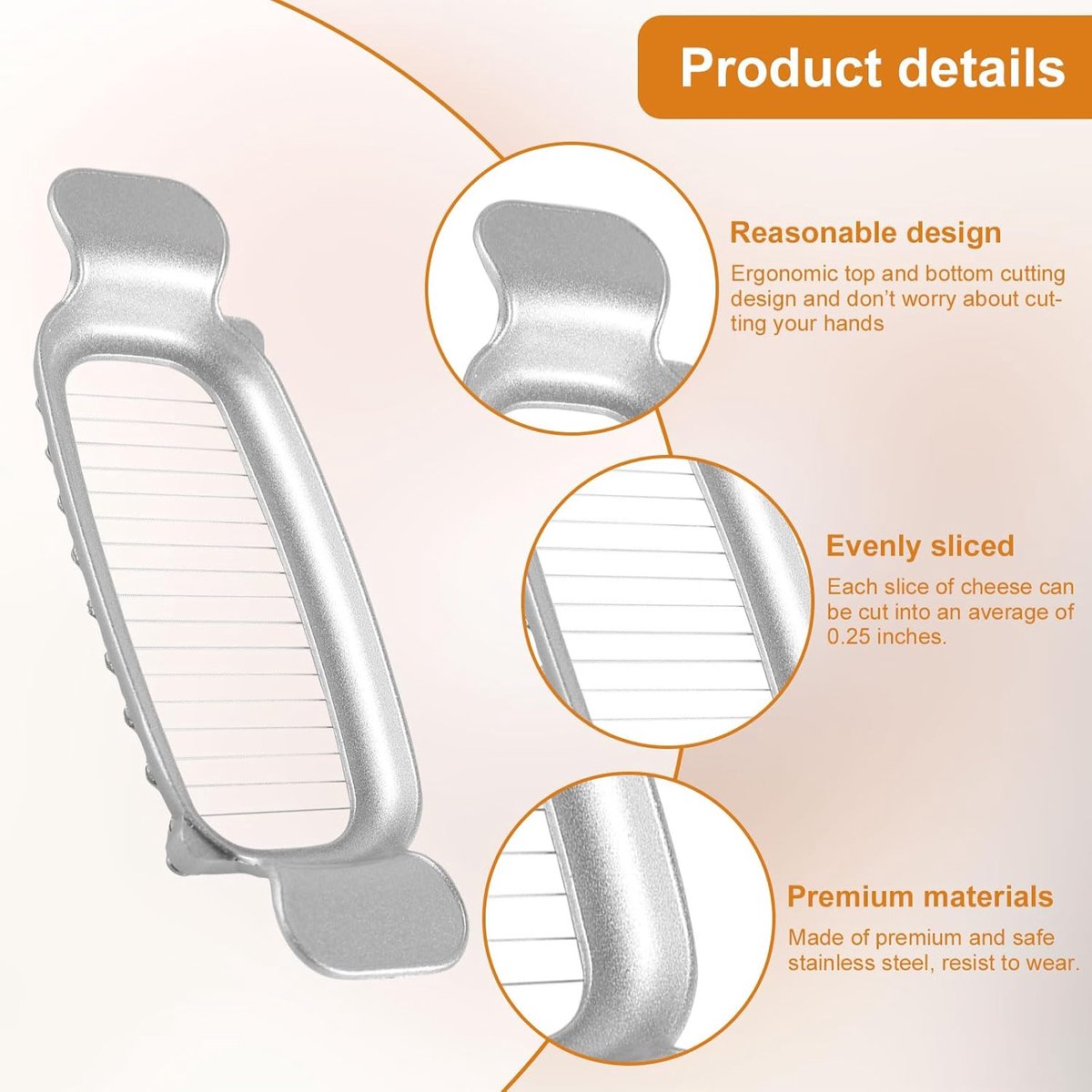 Butter and cheese slicer - 304 stainless steel, multifunctional kitchen tool for cutting butter - Cheese and V1188-MS101-00998-1