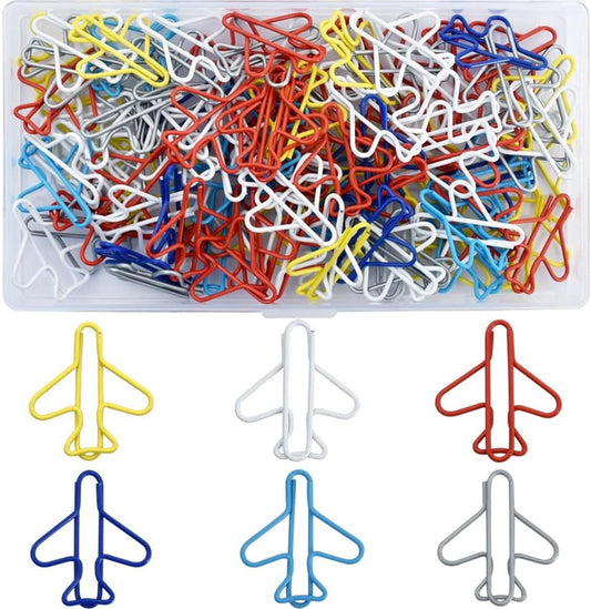 Paperclips - Pack of 100, creative paperclips in the shape of a small airplane in rainbow colors - Available V1188-MS101-01002-1