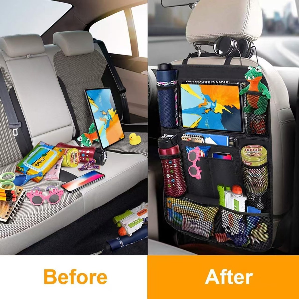 Back Seat Organizer 2-piece - 40x60cm, for children/iPad V1188-MS101-01004-1