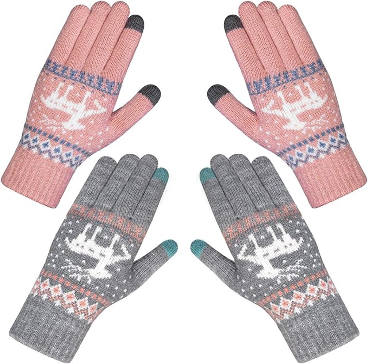 Women's winter gloves - Snowflake print Warm touchscreen gloves - Unisex - Reusable V1188-MS101-01007-1