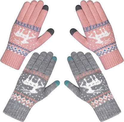 Women's winter gloves - Snowflake print Warm touchscreen gloves - Unisex - Reusable V1188-MS101-01007-1