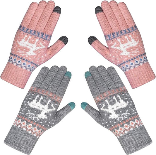 Women's winter gloves - Snowflake print Warm touchscreen gloves - Unisex - Reusable V1188-MS101-01007-1