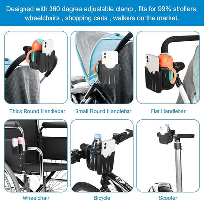 Stroller cup holder - Bicycle cup holder - Universal cup holder - 2-in-1 cup holder and phone holder - V1188-MS101-01008-1