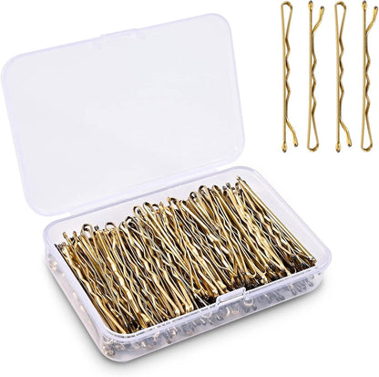 100 Pieces 2 Inch Gold Hairpins - With Clear Storage Box - For Hair Salons & Personal Use V1188-MS101-01012-1