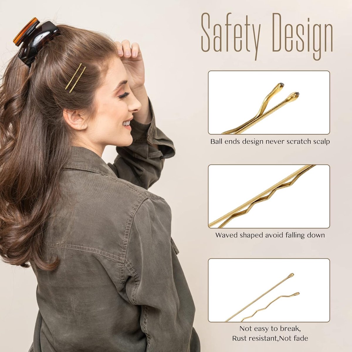 100 Pieces 2 Inch Gold Hairpins - With Clear Storage Box - For Hair Salons & Personal Use V1188-MS101-01012-1