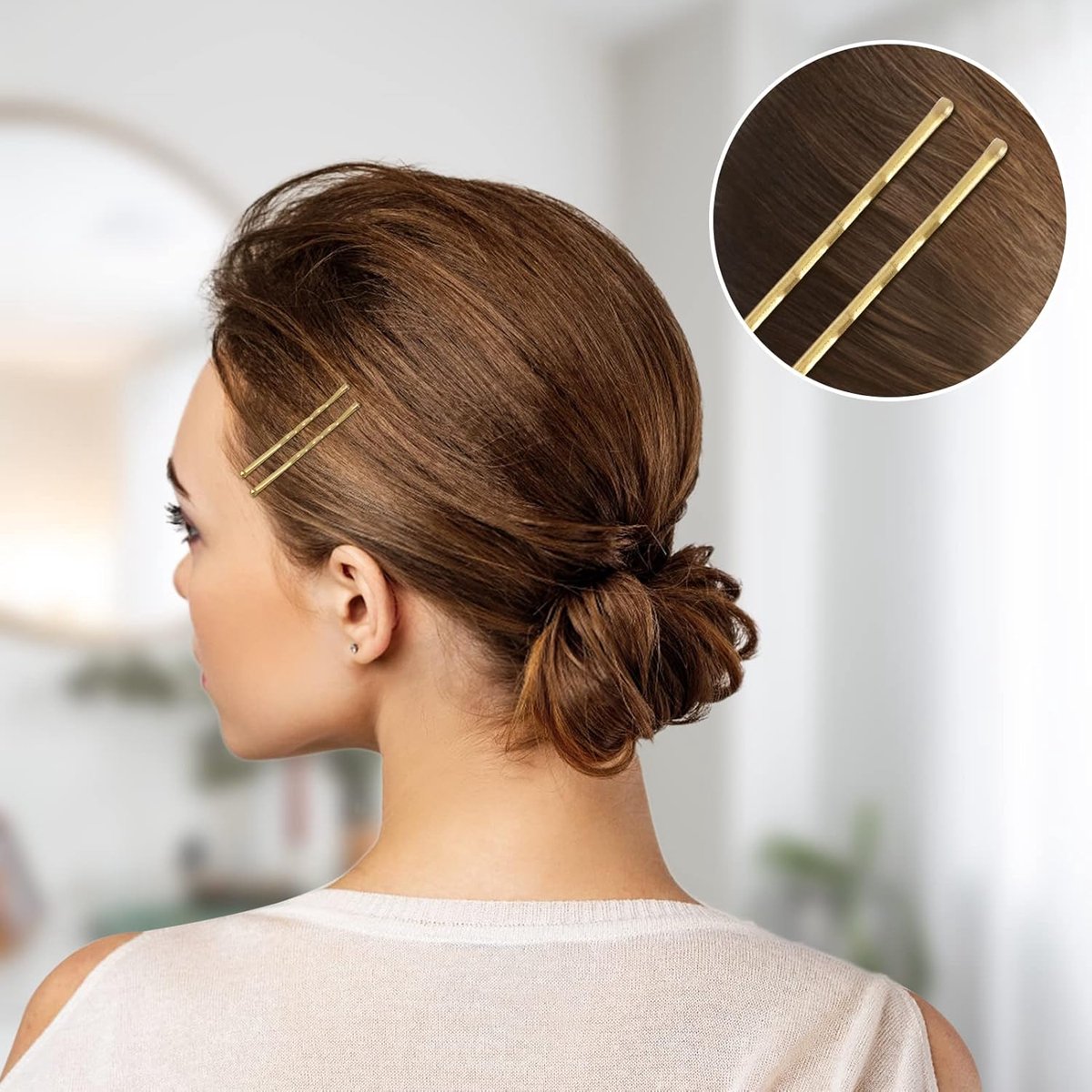 100 Pieces 2 Inch Gold Hairpins - With Clear Storage Box - For Hair Salons & Personal Use V1188-MS101-01012-1