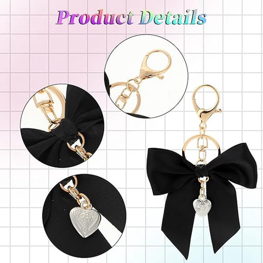 Bag Charms - Set of three cute bag charms with bows - Keychains with red, white, and black bows - Suitable V1188-MS101-01013-1